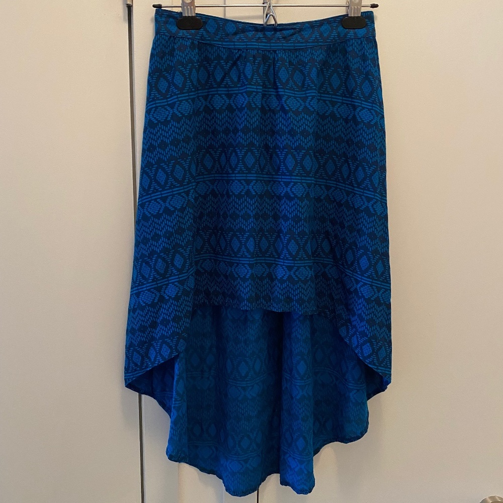 MOSSIMO SUPPLY CO. BLUE BOHEMIAN HIGH-LOW SKIRT